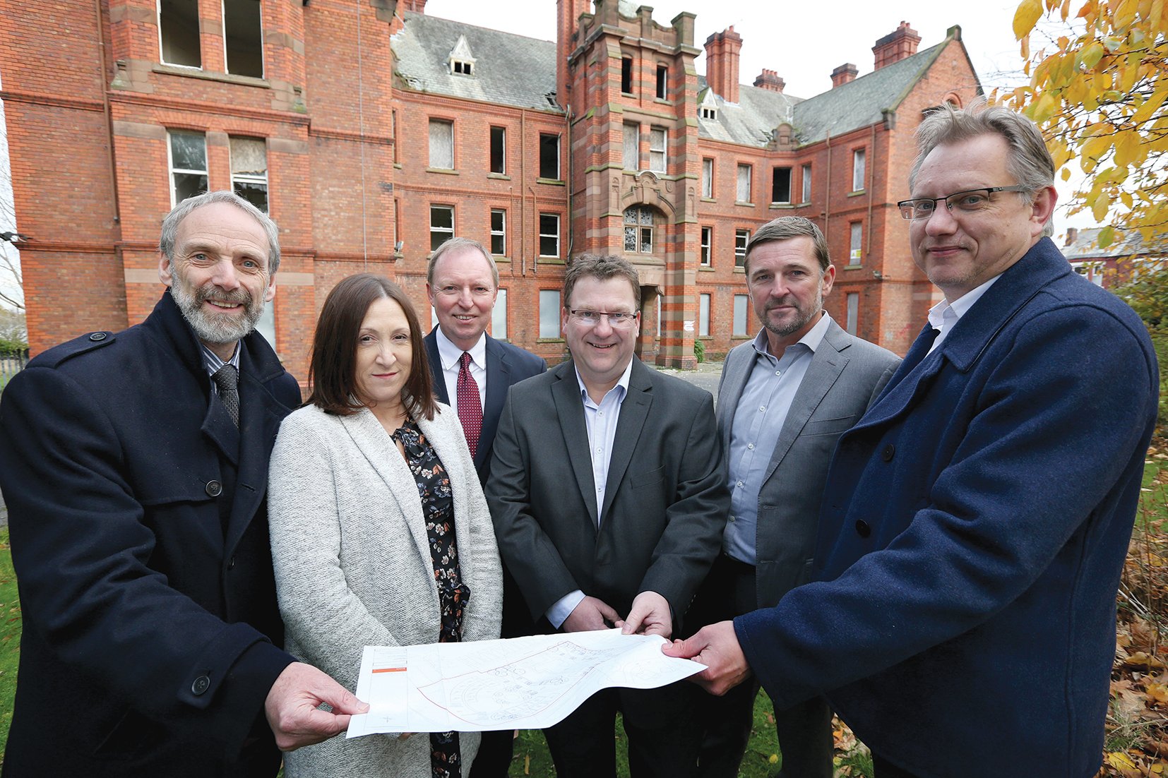Development plans for Andrew Gibson House, representatives from Nautilus International, Wirral Council and Prospect Capital. Mick Howarth, Cllr Janette Williamson, Mike Jess, Rob Blackwood, Craig Blackwell and Phil Lee. © Stuart Bogg Imaging Image:Development plans for Andrew Gibson House, representatives from Nautilus International, Wirral Council and Prospect Capital. Mick Howarth, Cllr Janette Williamson, Mike Jess, Rob Blackwood, Craig Blackwell and Phil Lee. © Stuart Bogg Imaging